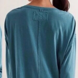 Free People Teal Long Sleeve Top